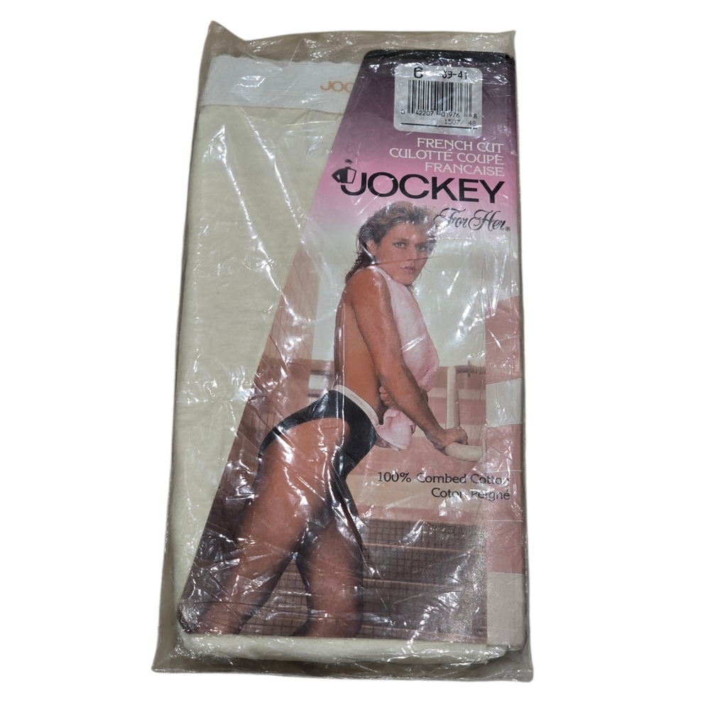 1 Pair Vintage 1990 Jockey French Cut White Cotton Briefs Size 6